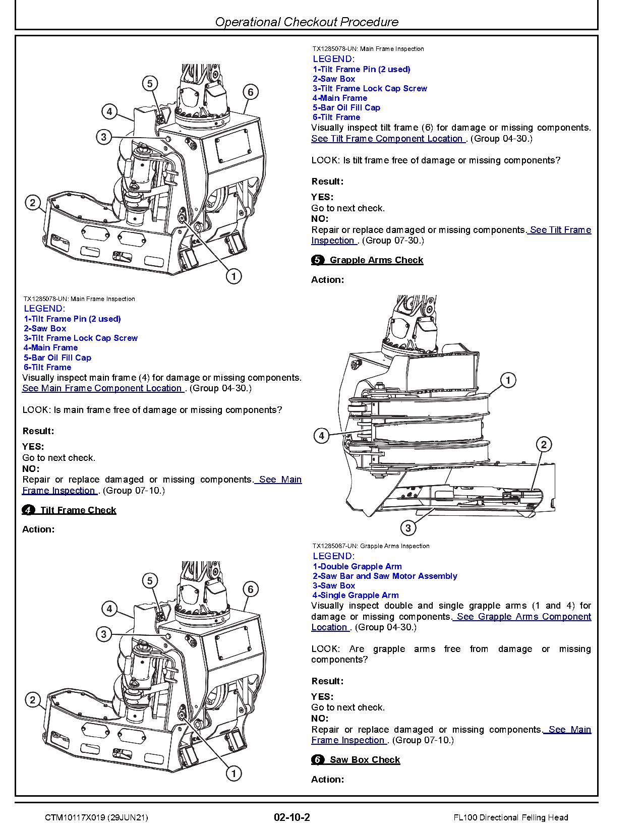 John Deere FL100 Directional Felling Heads Component Technical Manual CTM10117X019 (2)