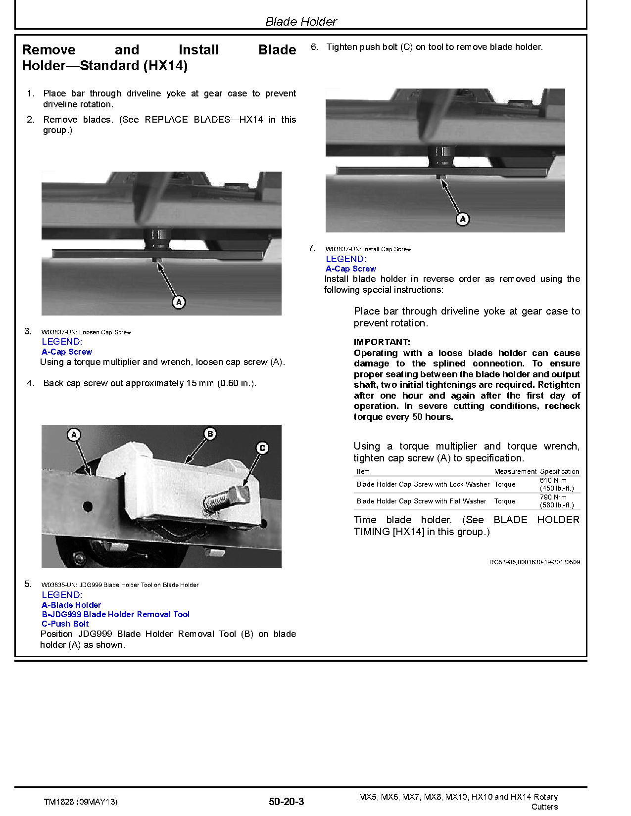 John Deere HX10 HX14 MX10 MX5 MX6 MX7 MX8 Rotary Cutters Technical Manual TM1828 (4)