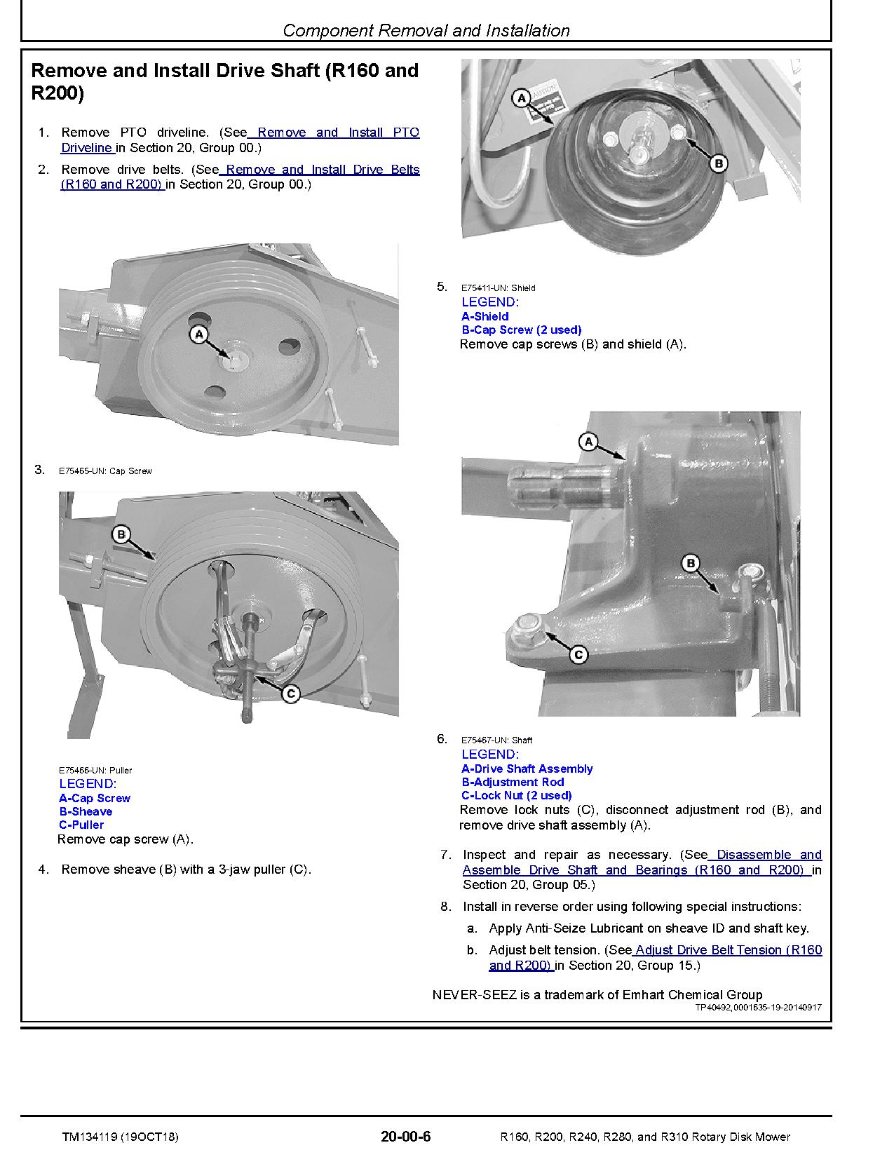 John Deere R160 R200 R240 R280 R310 Rotary Disk Mowers Repair Manual TM134119 (2)