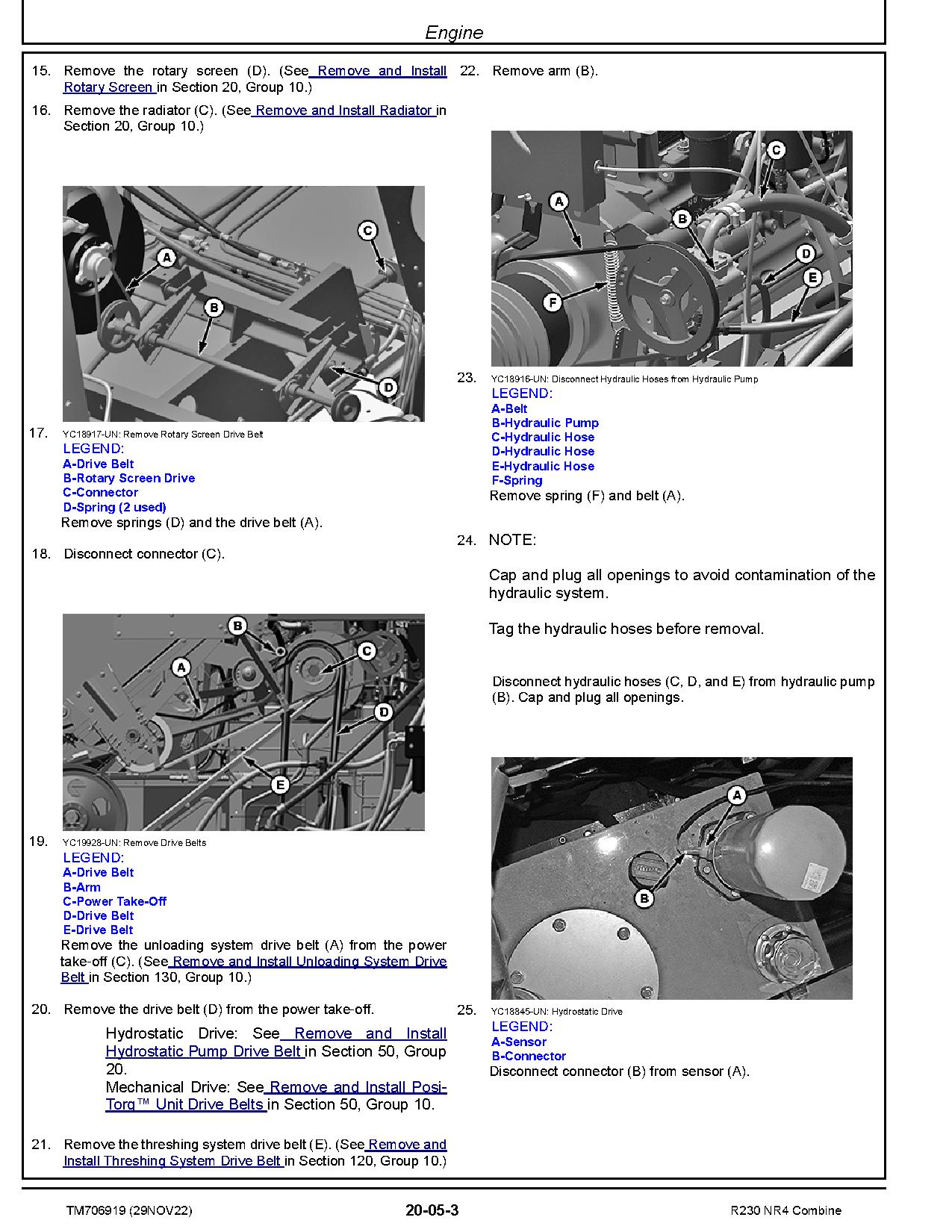 John Deere R230 NR4 Combines Repair Manual TM706919 (2)