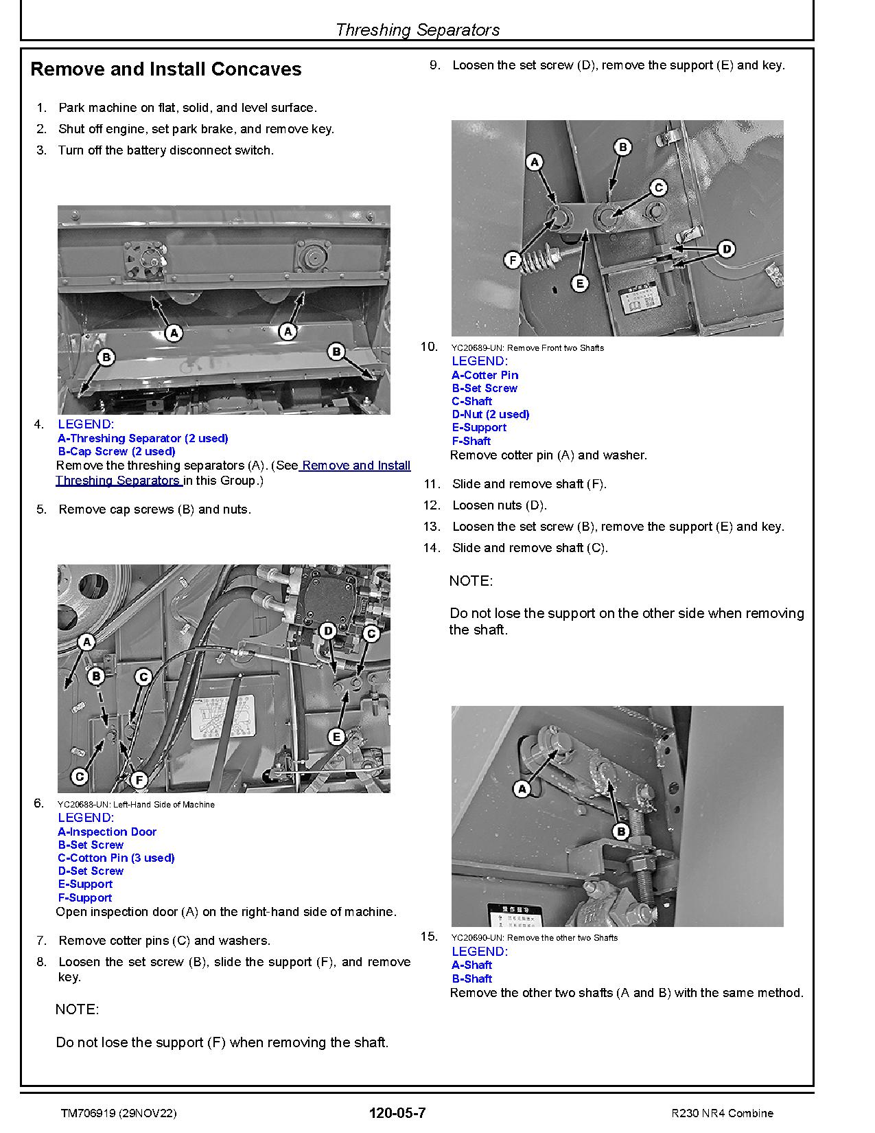 John Deere R230 NR4 Combines Repair Manual TM706919 (4)