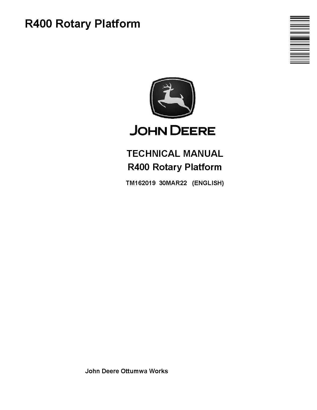 John Deere R400 Rotary Platforms Technical Manual TM162019 (1)