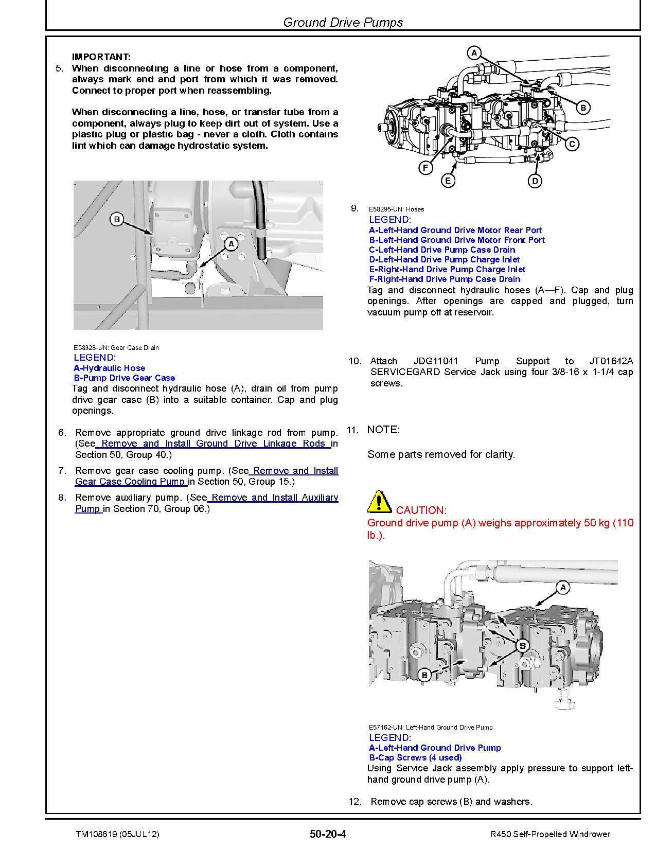 John Deere R450 Self Propelled Windrowers Repair Manual TM108619 (3)