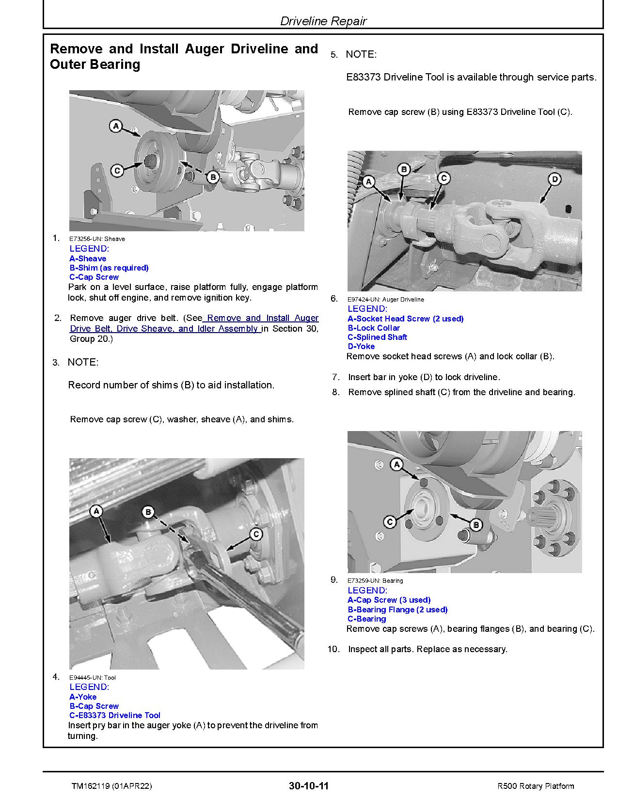 John Deere R500 Rotary Platforms Technical Manual TM162119 (2)