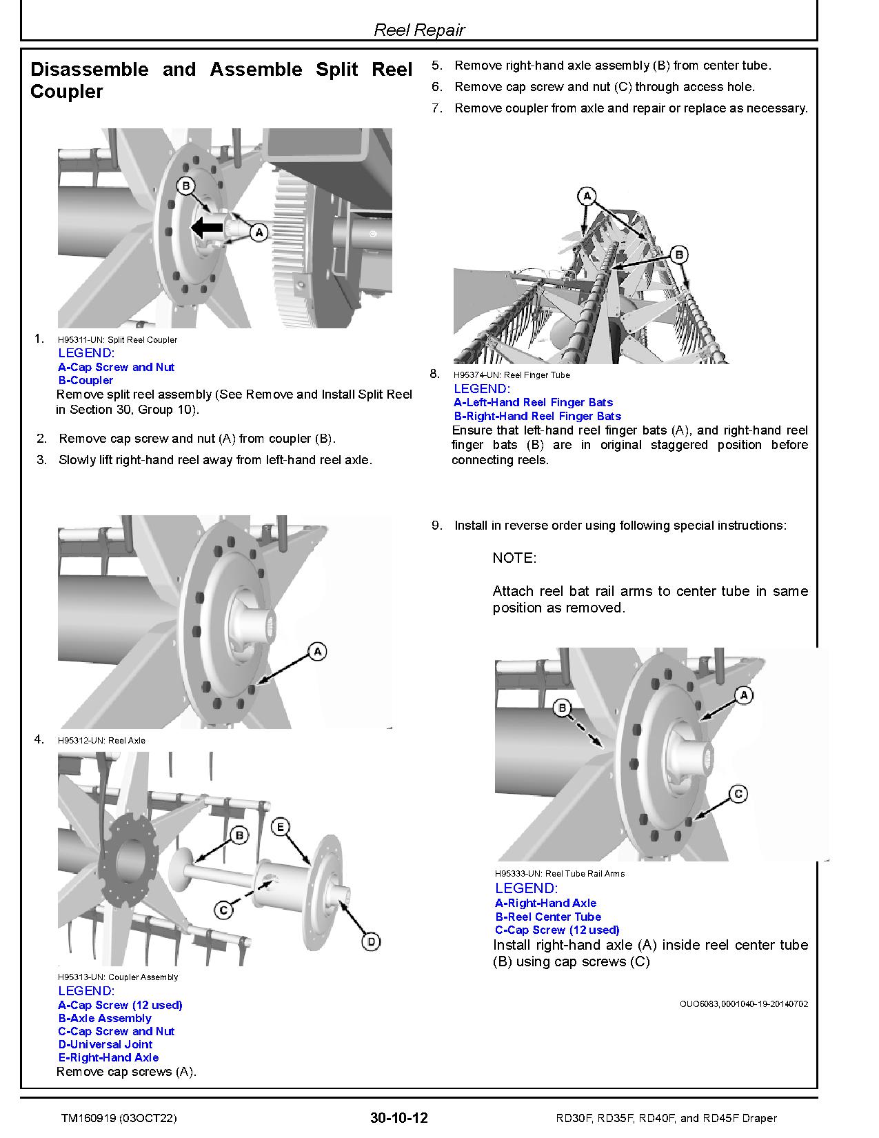 John Deere RD30F RD35F RD40F RD45F Draper Repair Manual TM160919 (3)