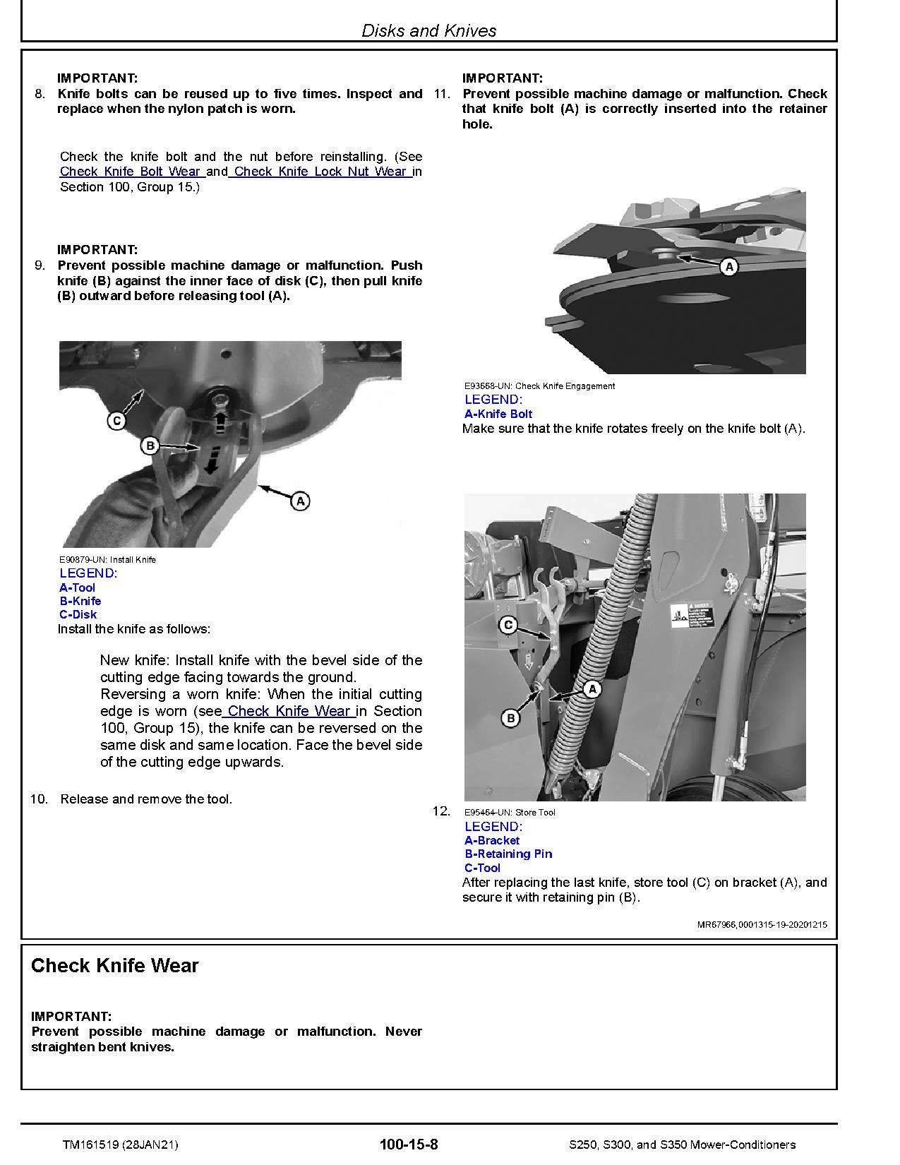 John Deere S250 S300 S350 Mower Conditioners Repair Manual TM161519 (3)