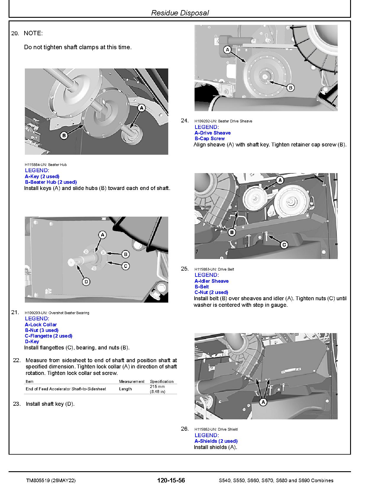 John Deere S540 S550 S660 S670 S680 S690 Combines Repair Manual TM805519 (4)