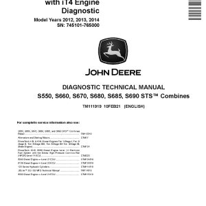 John Deere S550 S660 S670 S680 S685 S690 STS Combines Diagnostic Manual TM111919 (1)