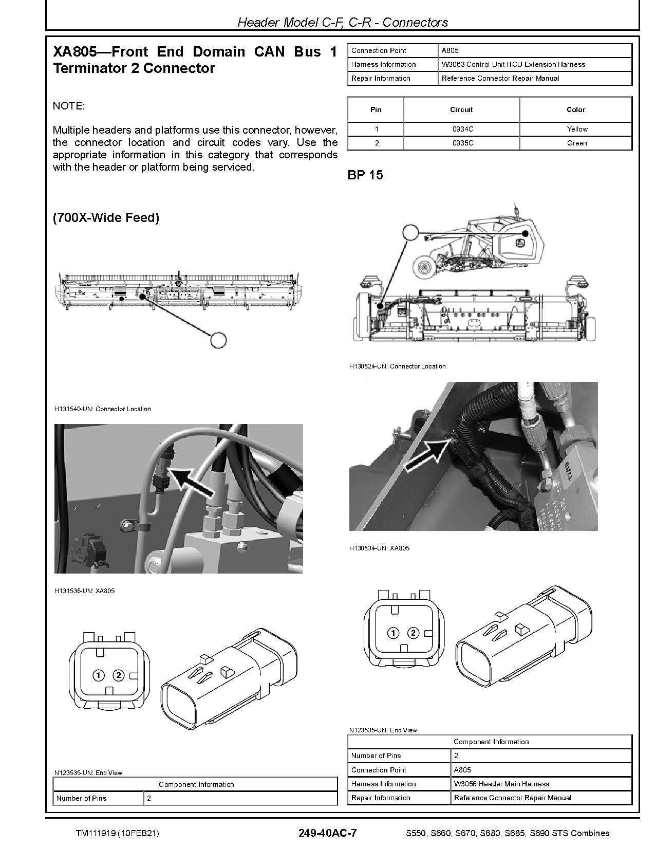 John Deere S550 S660 S670 S680 S685 S690 STS Combines Diagnostic Manual TM111919 (2)