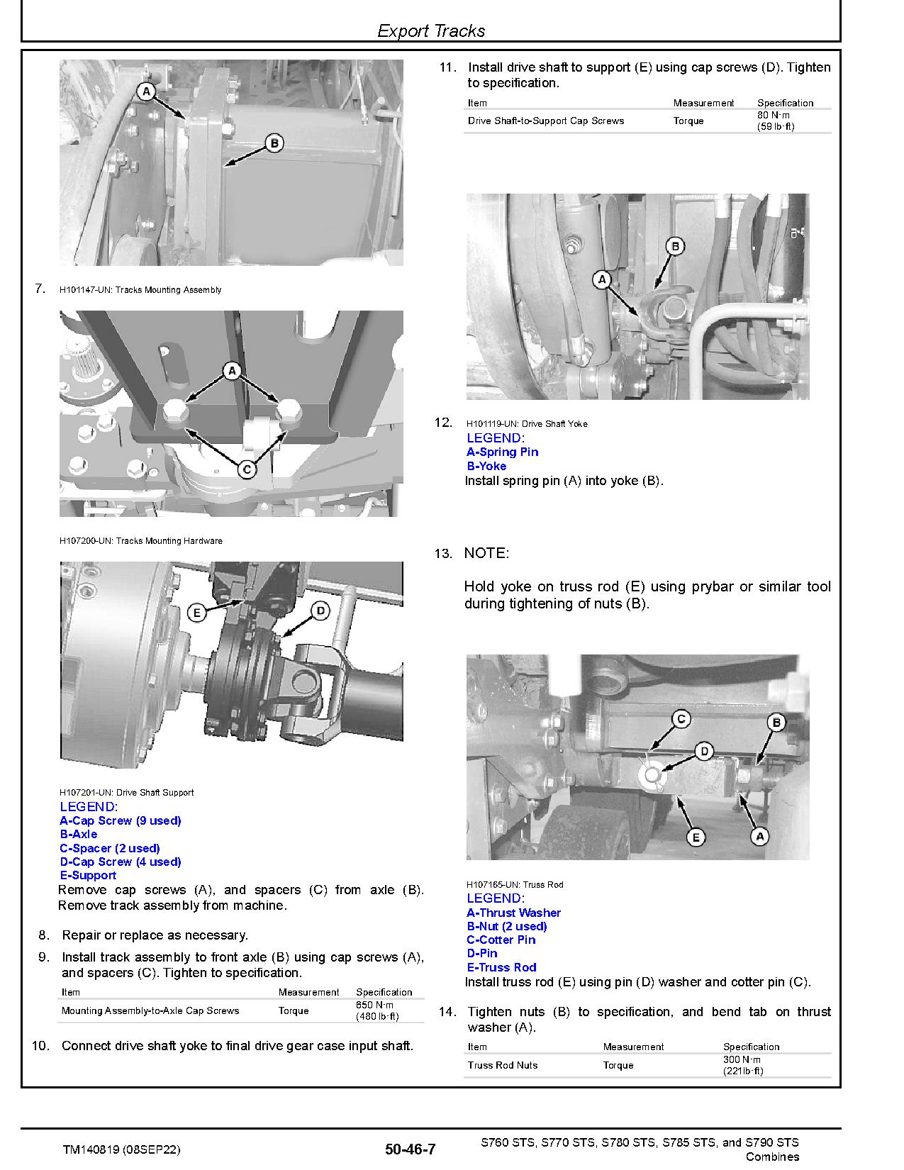 John Deere S760 S770 S780 S785 S790 STS Combines Repair Manual TM140819 (2)