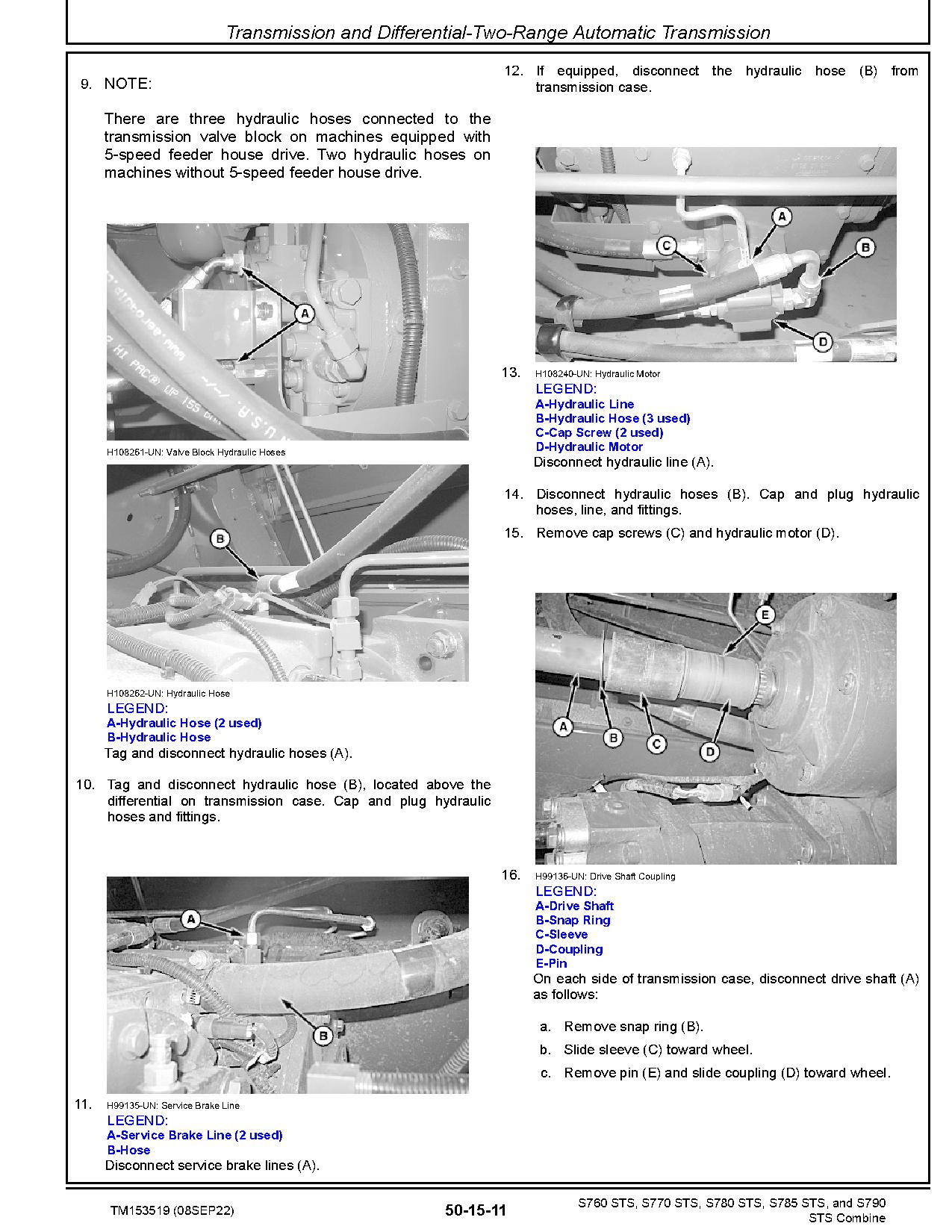 John Deere S760 S770 S780 S785 S790 STS Combines Repair Manual TM153519 (2)