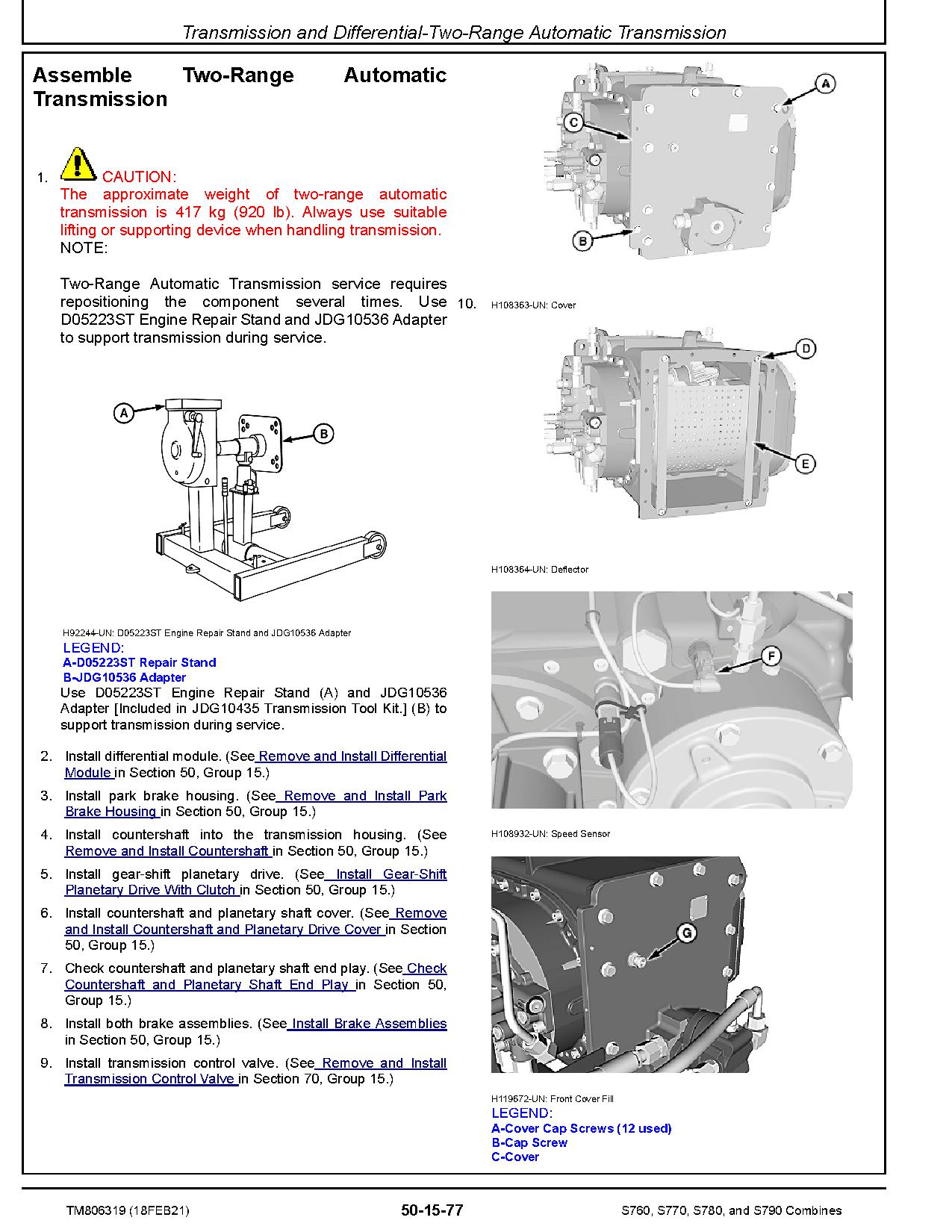 John Deere S760 S770 S780 S790 Combines Repair Manual TM806319 (3)