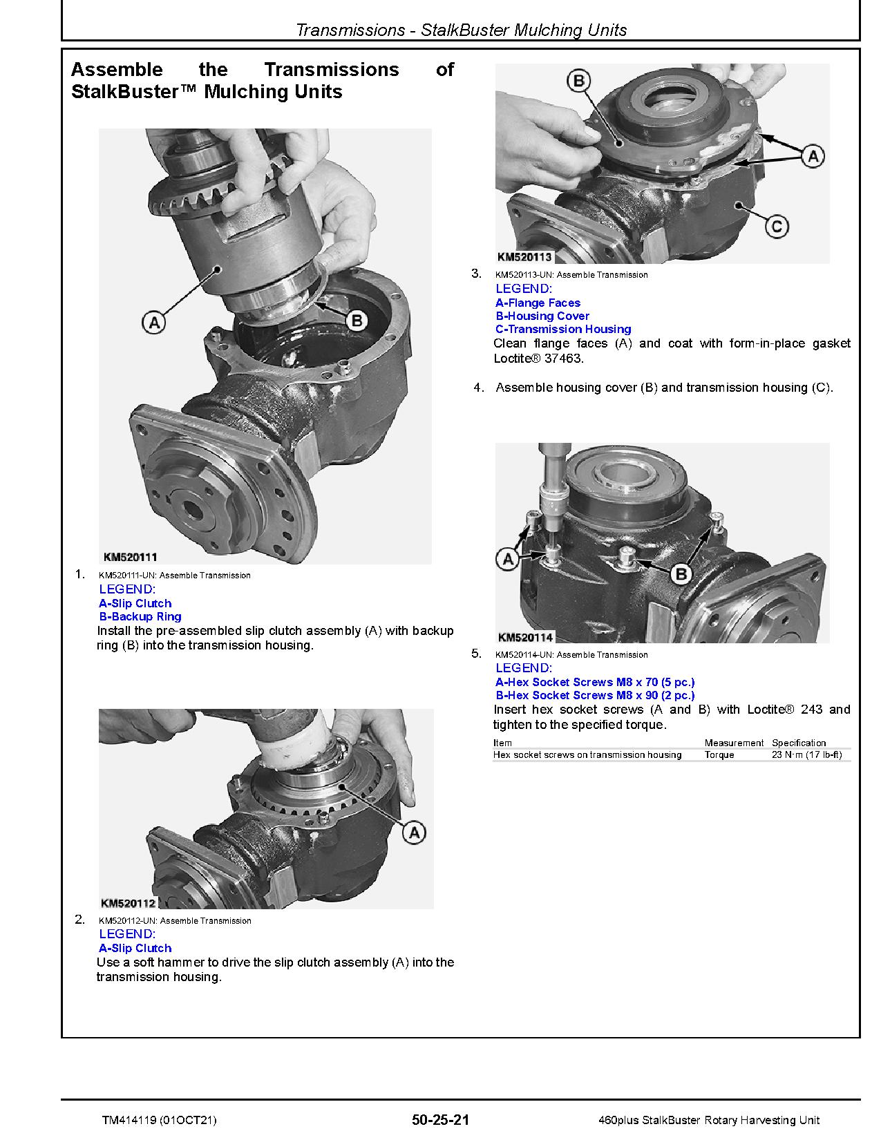 John Deere StalkBuster 460 plus Rorary Harvesting Units Technical Manual TM414119 (4)