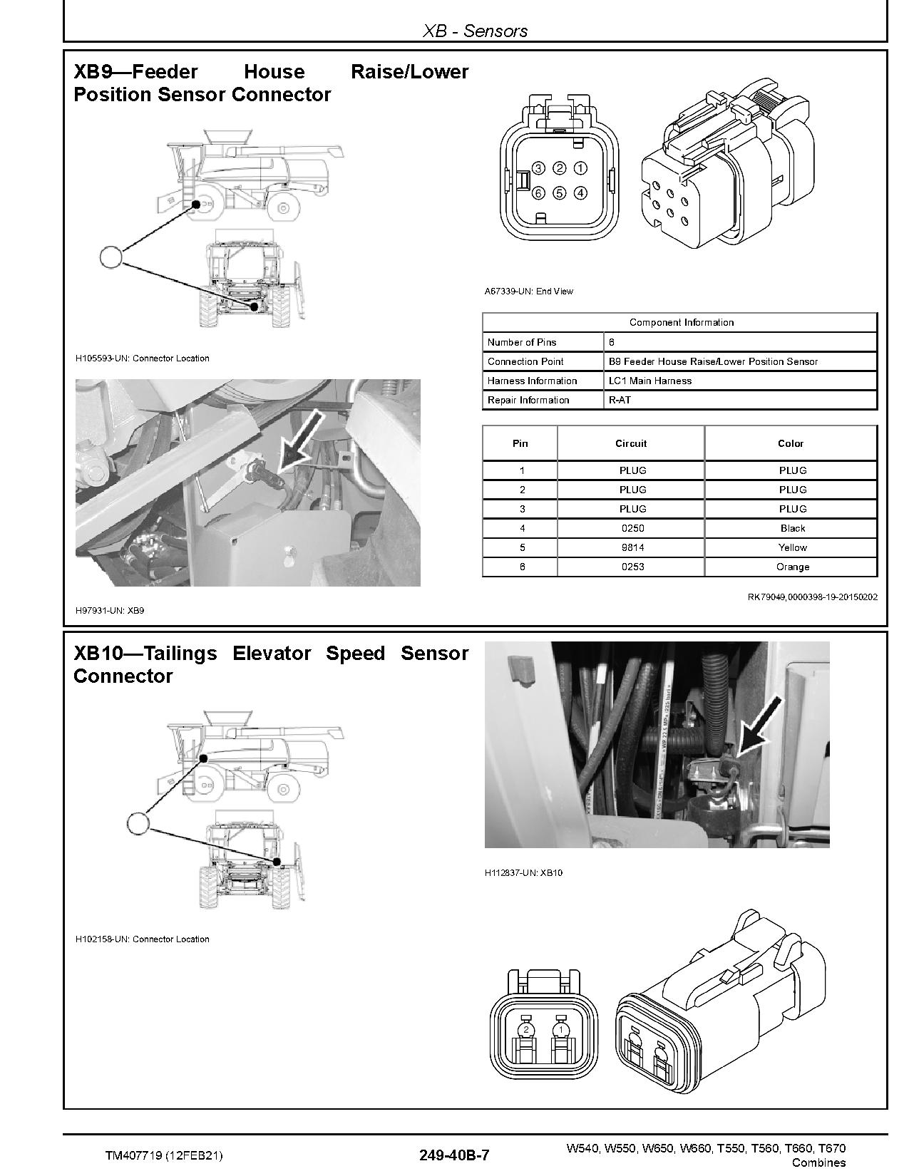 John Deere T550 T560 T660 T670 W540 W550 W650 W660 Combines Diagnostic Manual TM407719 (2)
