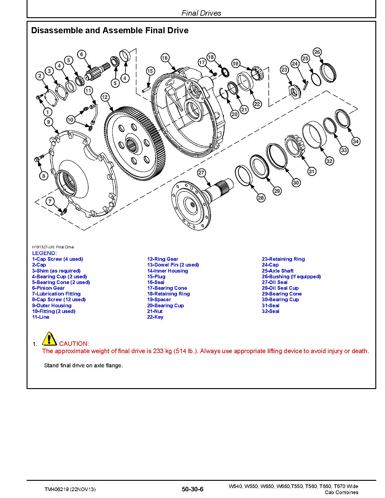 John Deere T550 T560 T660 T670 W540 W550 W650 W660 Combines Repair Manual TM406219 (3)