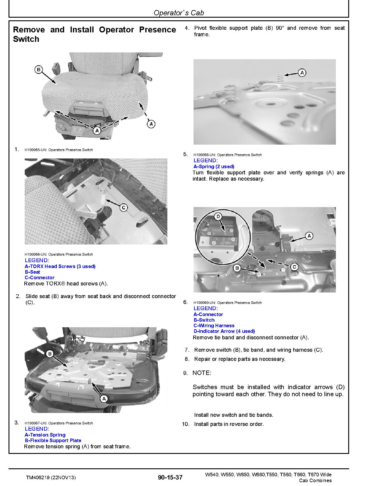 John Deere T550 T560 T660 T670 W540 W550 W650 W660 Combines Repair Manual TM406219 (4)