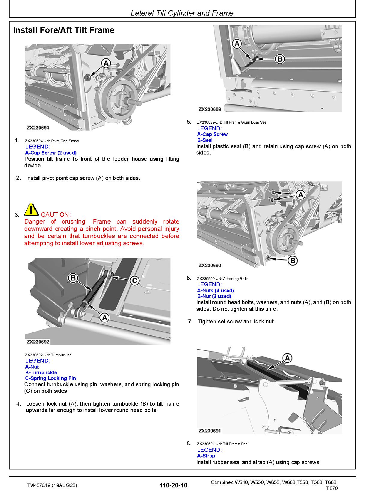John Deere T550 T560 T660 T670 W540 W550 W650 W660 Combines Repair Manual TM407819 (4)