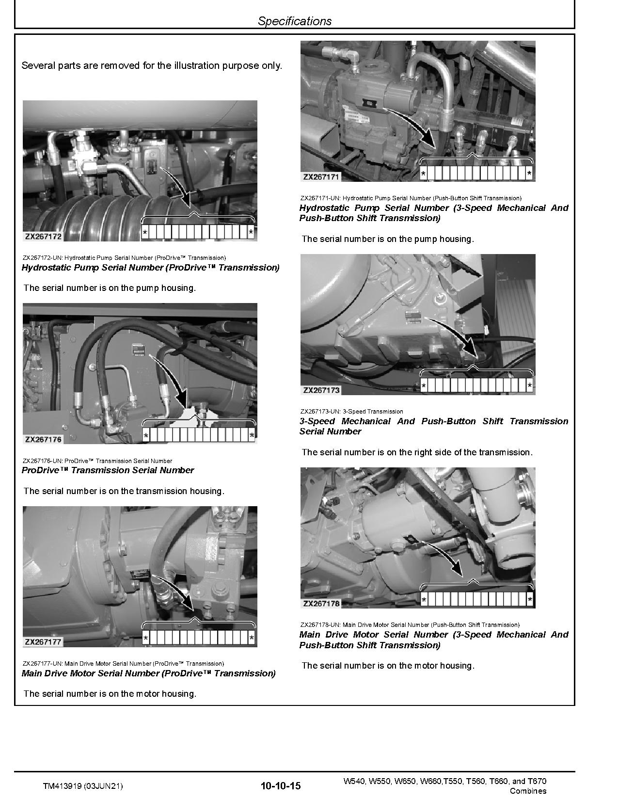 John Deere T550 T560 T660 T670 W540 W550 W650 W660 Combines Repair Manual TM413919 (2)