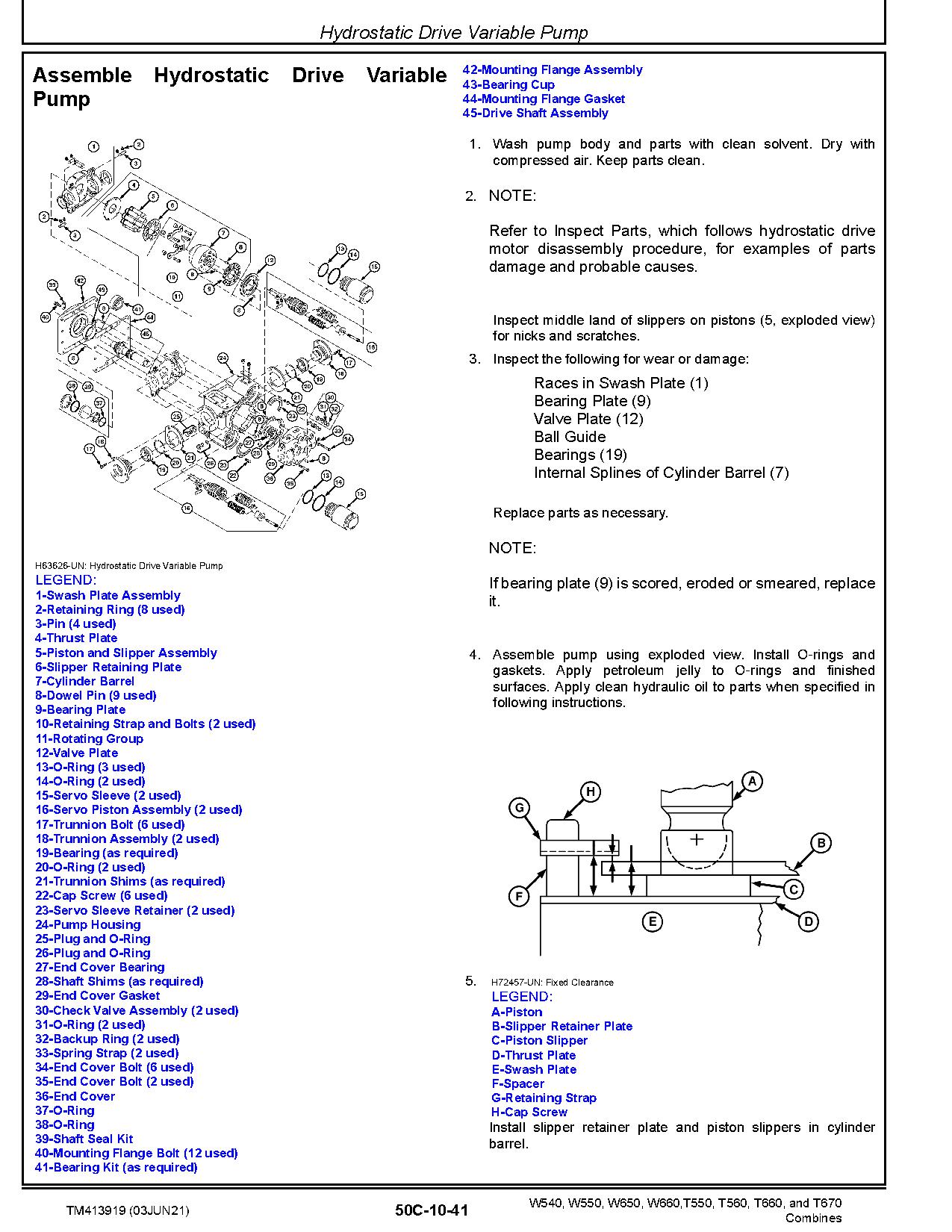 John Deere T550 T560 T660 T670 W540 W550 W650 W660 Combines Repair Manual TM413919 (3)