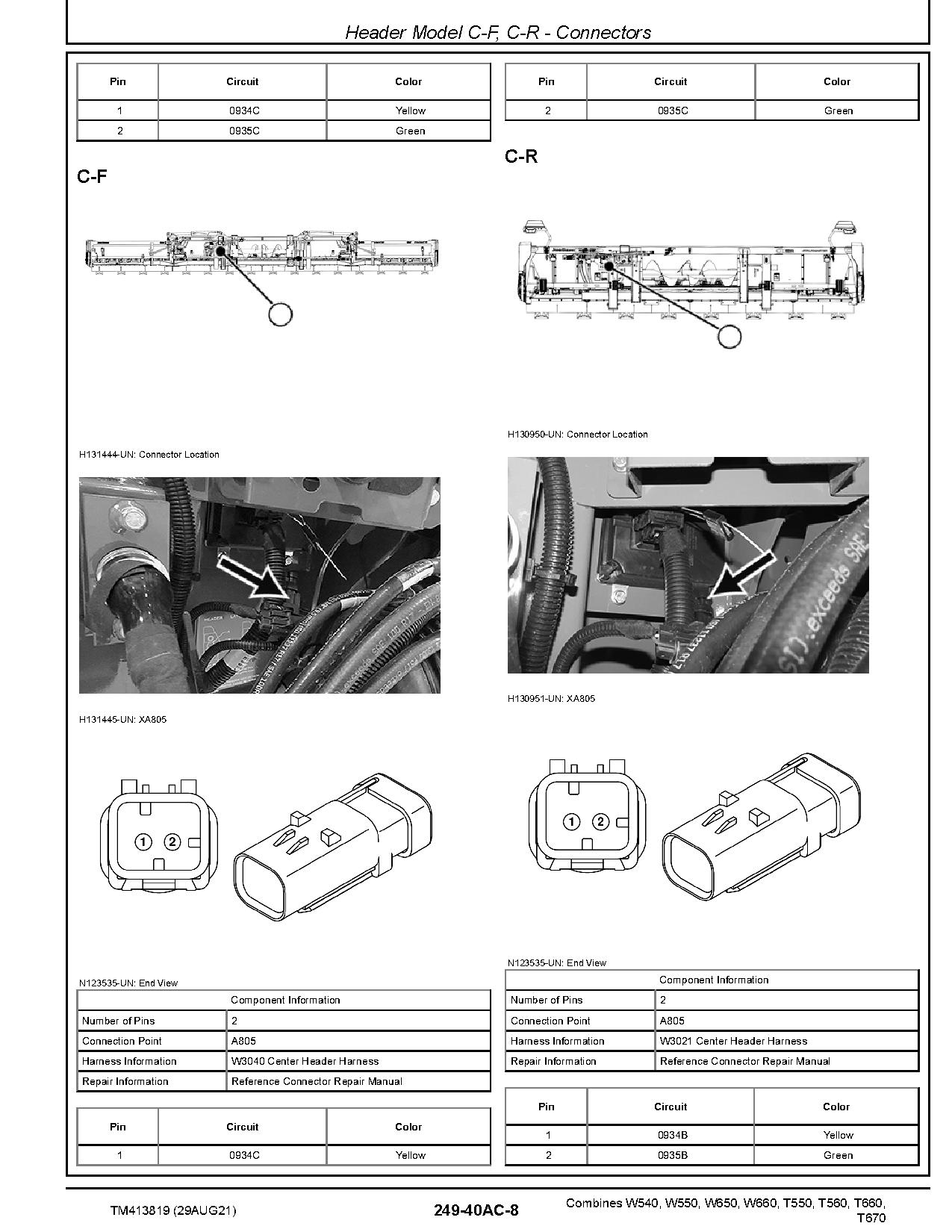 John Deere T550 T560 T660 T670 W540 W550 W650 W660 MY2020 Combines Diagnostic Manual TM413819 (2)