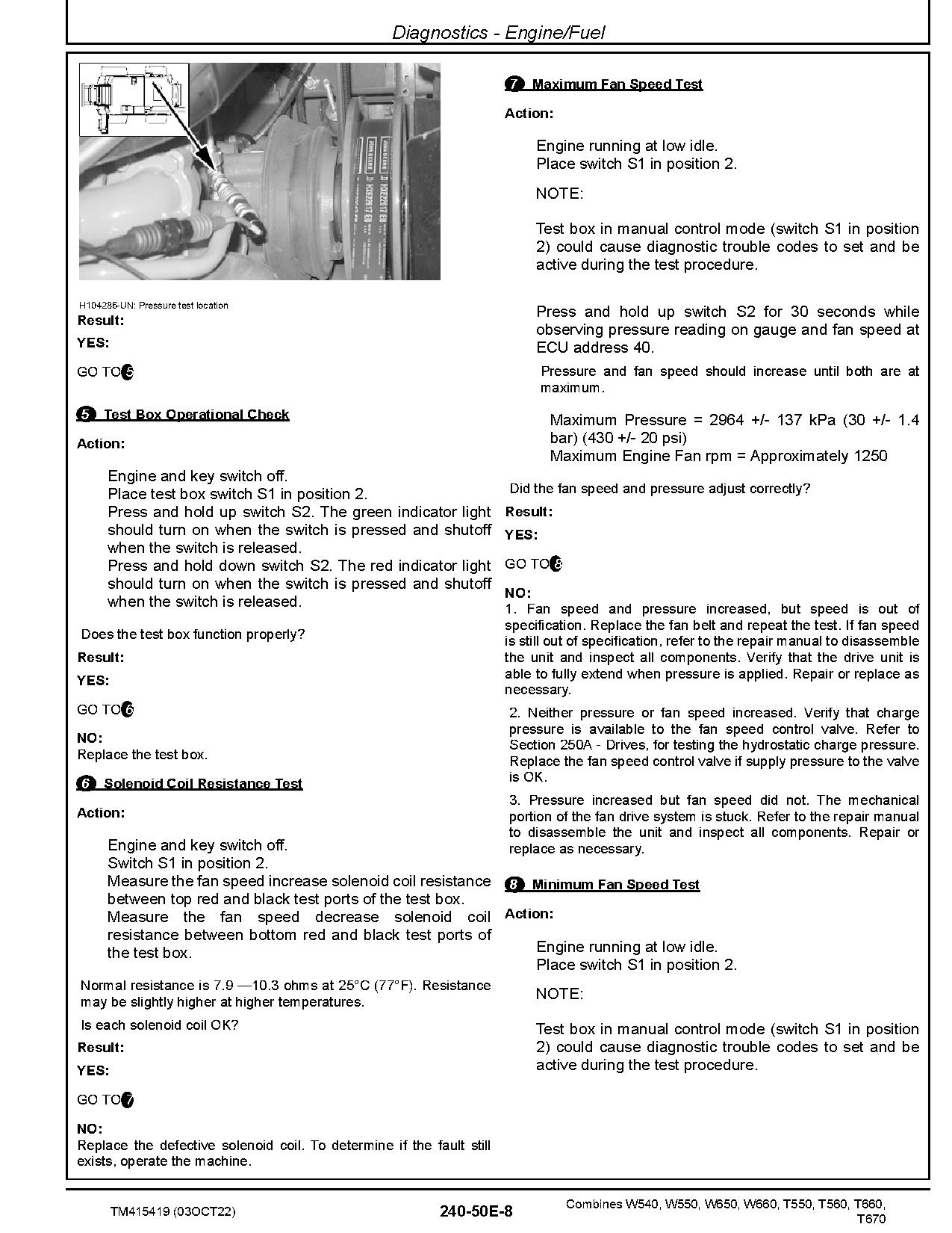 John Deere T550 T560 T660 T670 W540 W550 W650 and W660 Combines Diagnostic Manual TM415419 (3)