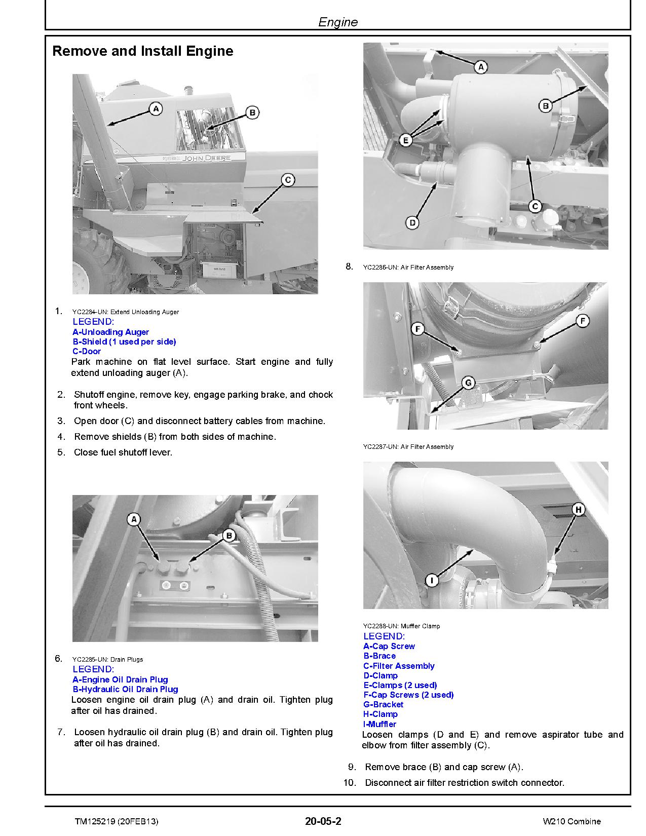John Deere W210 Combines Repair Manual TM125219 (2)