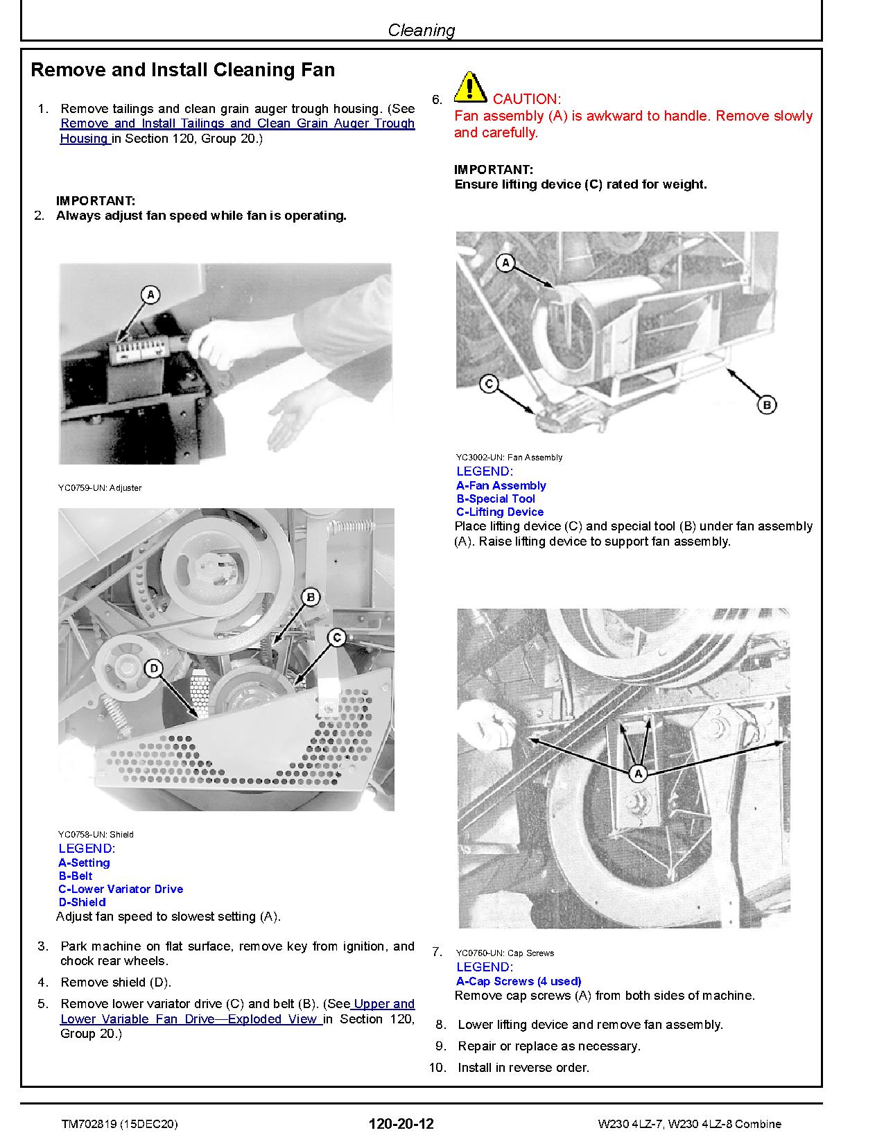 John Deere W230 Combines Technical Manual TM702819 (4)