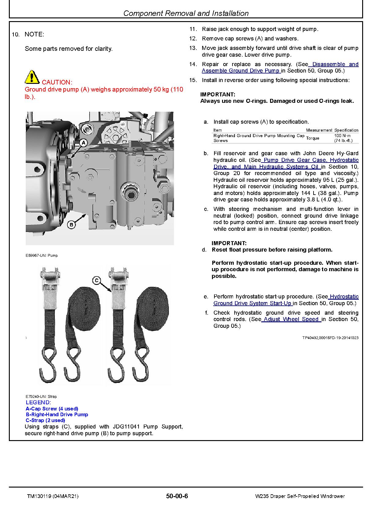 John Deere W235 Self Propelled Windrowers Repair Manual TM130119 (2)