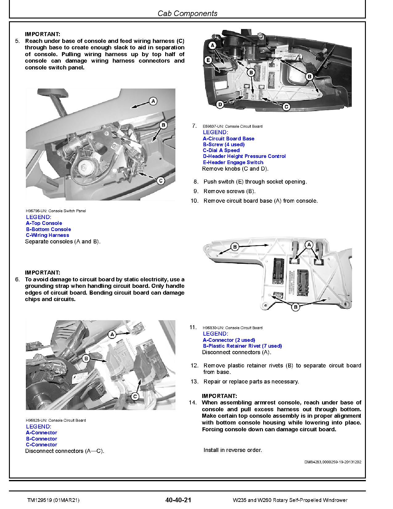 John Deere W235 and W260 Rotary Self Propelled Windrowers Repair Manual TM129519 (2)