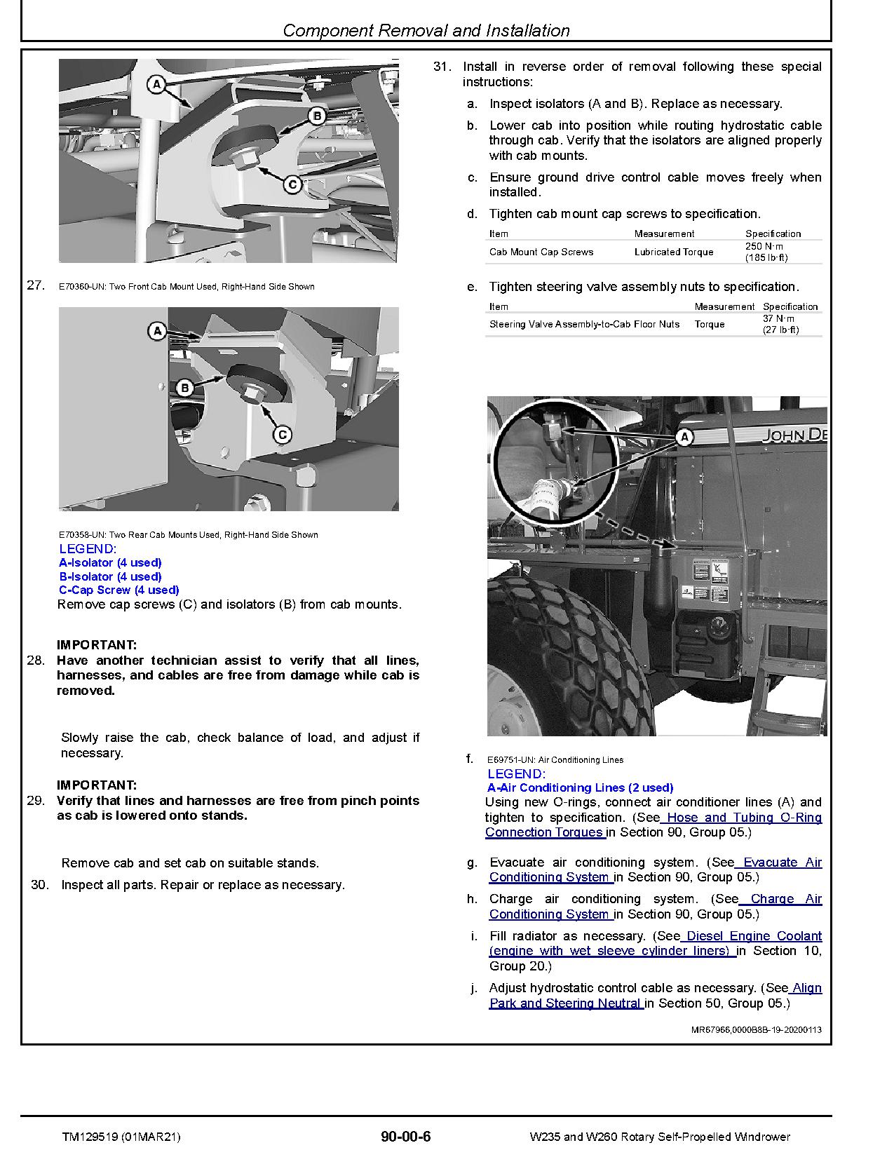 John Deere W235 and W260 Rotary Self Propelled Windrowers Repair Manual TM129519 (4)