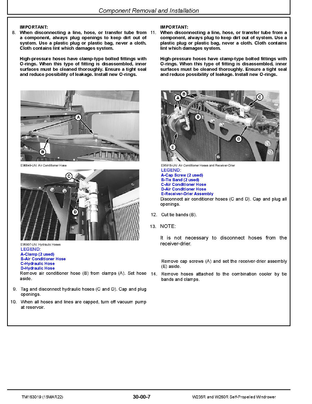 John Deere W235R W260R Self Propelled Windrowers Repair Manual TM163019 (2)