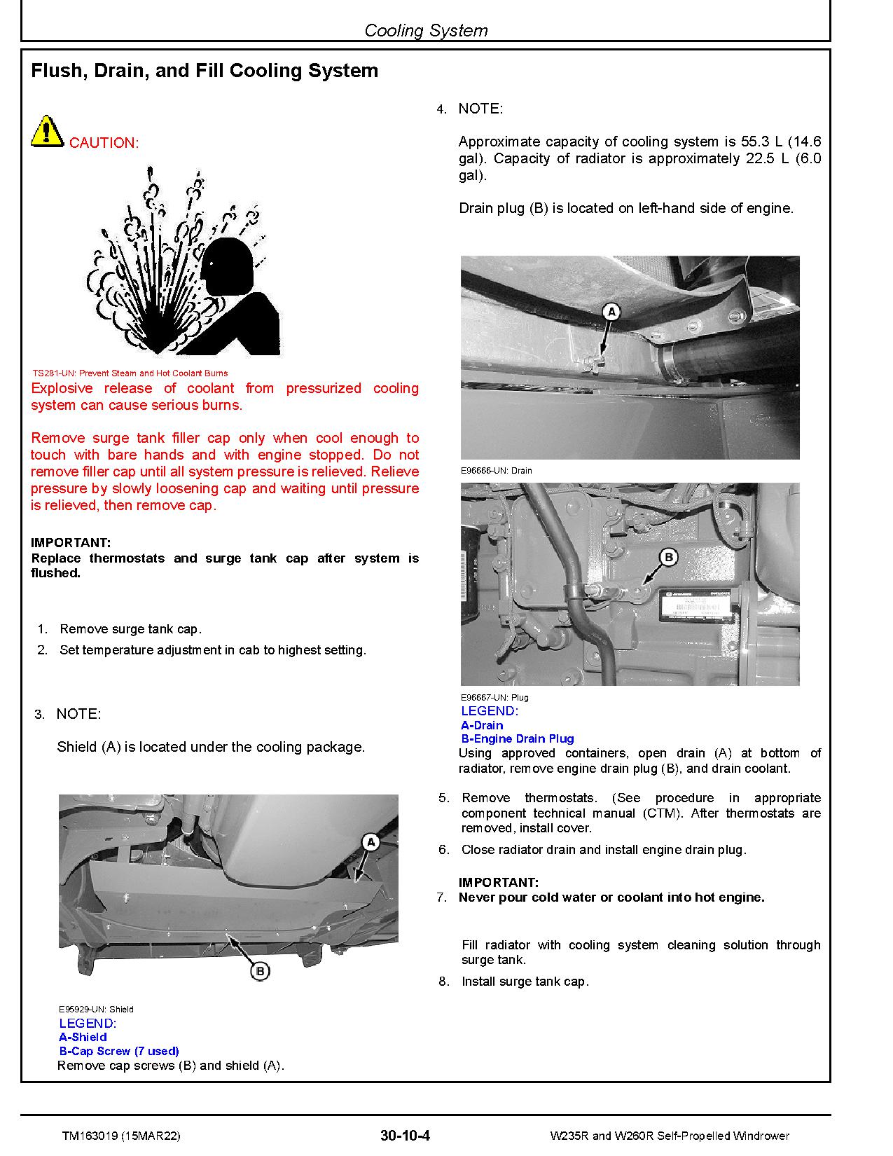 John Deere W235R W260R Self Propelled Windrowers Repair Manual TM163019 (3)