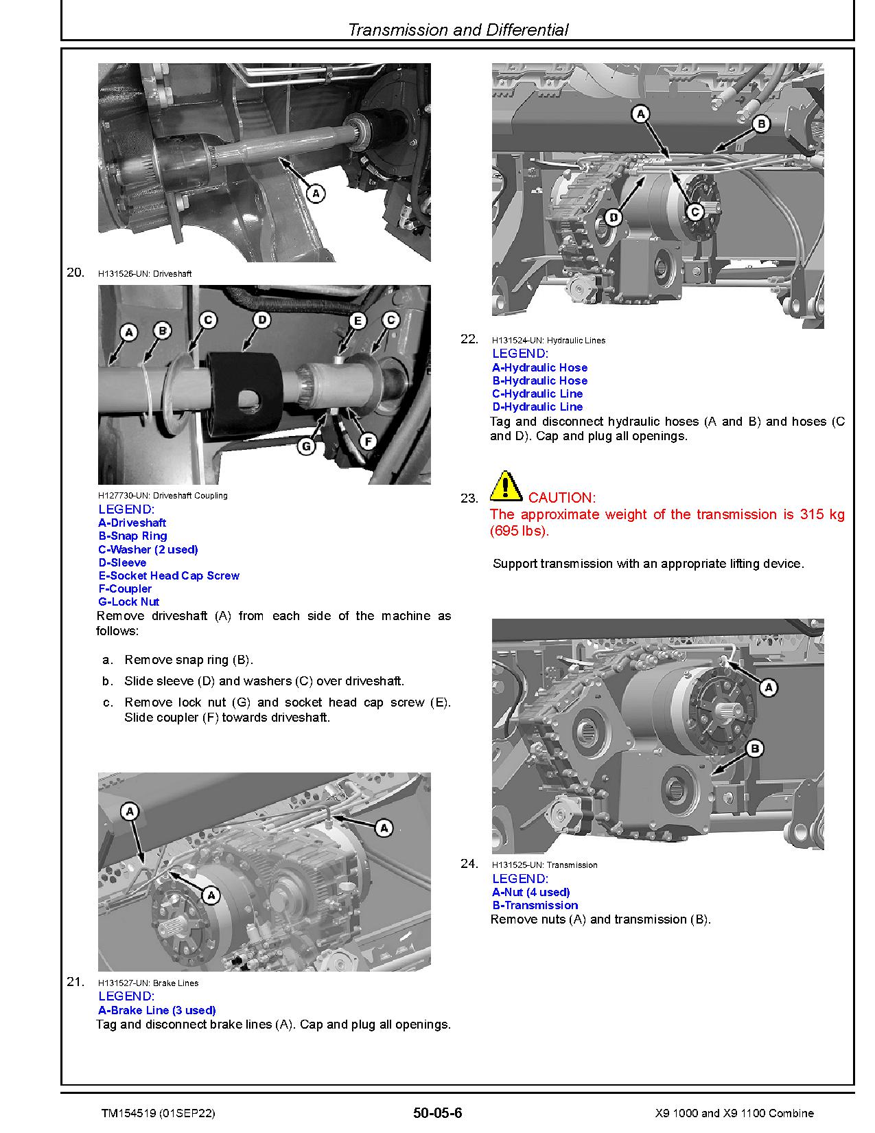 John Deere X9 1000 1100 Combines Repair Manual TM154519 (2)