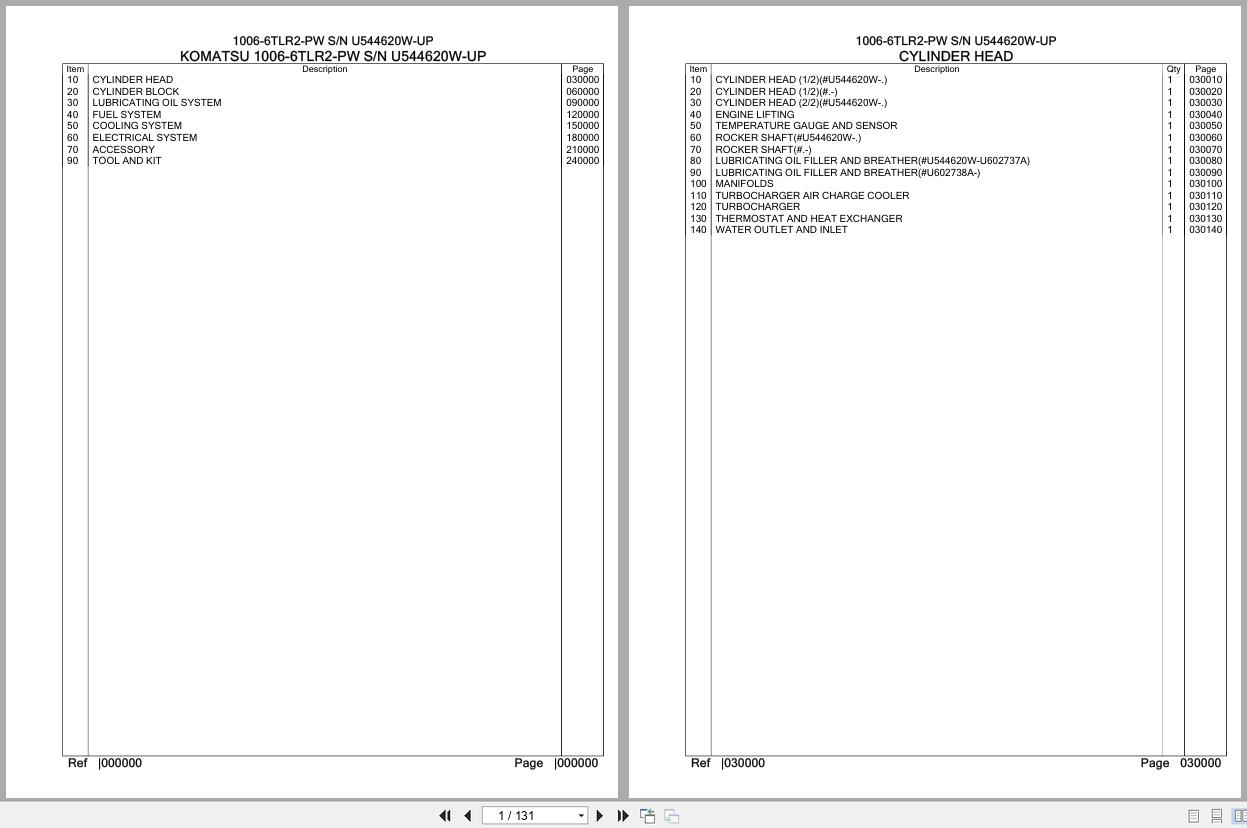 Komatsu Engine 1006 6TLR2 PW U544620W UP Parts Catalog (1)