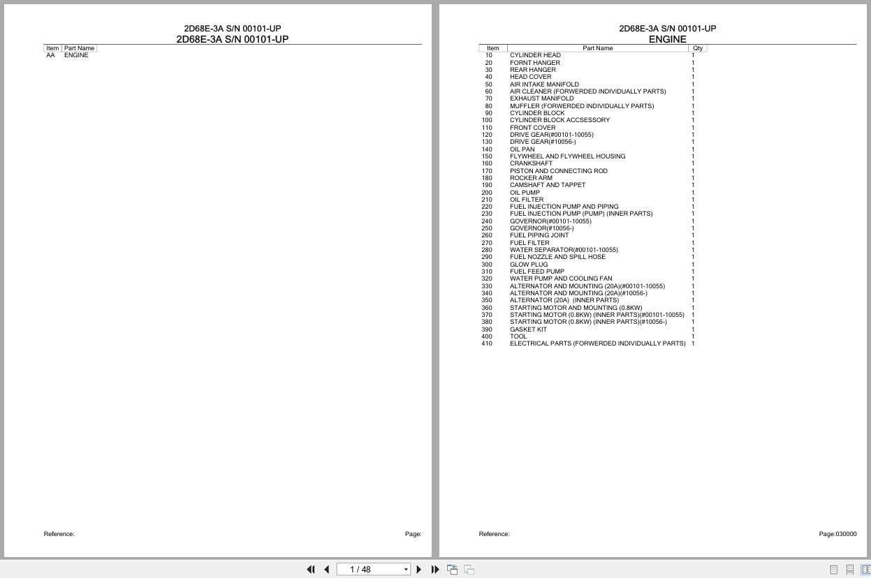 Komatsu Engine 2D68E 3A 00101 UP Parts Catalog (1)