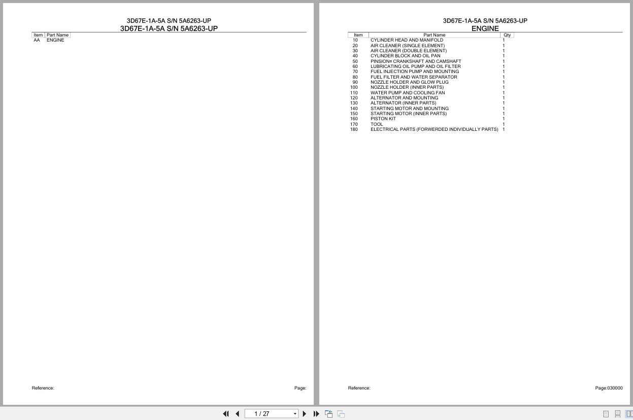 Komatsu Engine 3D67E 1A 5A 5A6263 UP Parts Catalog (1)