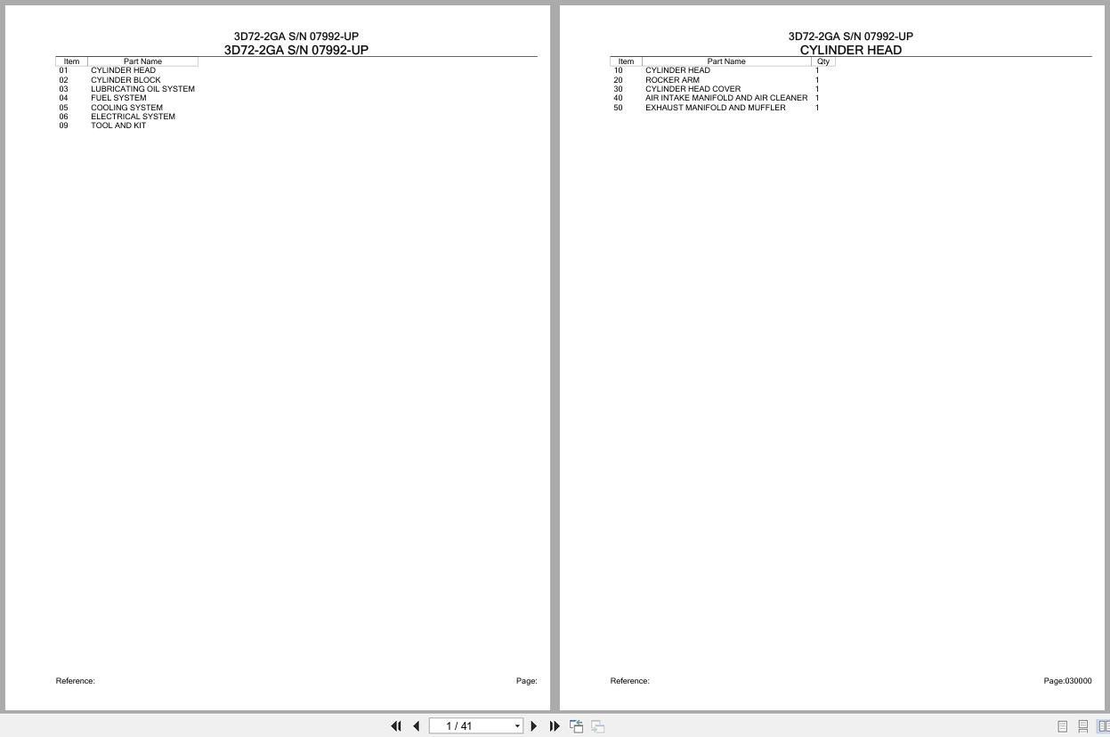 Komatsu Engine 3D72 2GA 07992 UP Parts Catalog (1)