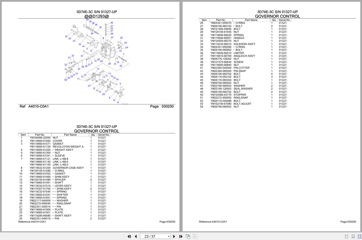 Komatsu Engine 3D74E 3C 01327 UP Parts Catalog (2)