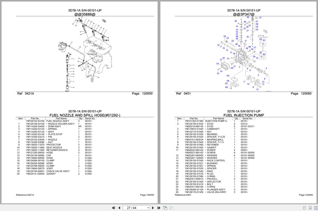 Komatsu Engine 3D78 1A 00101 UP Parts Catalog (2)
