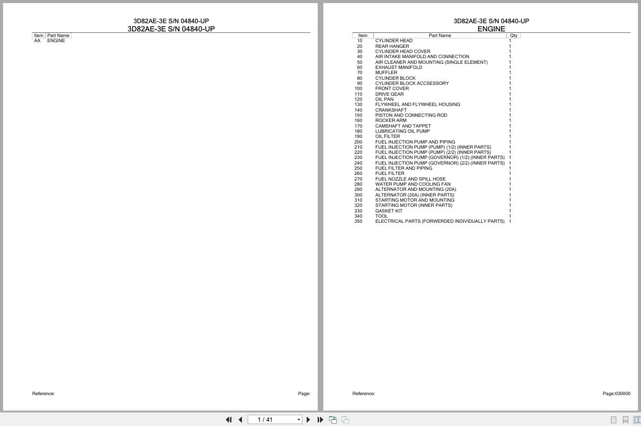 Komatsu Engine 3D82AE 3E 04840 UP Parts Catalog (1)
