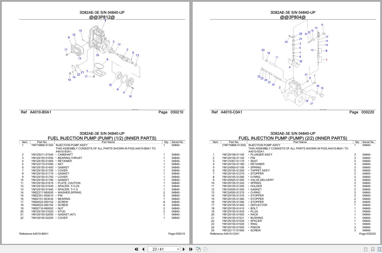 Komatsu Engine 3D82AE 3E 04840 UP Parts Catalog (2)