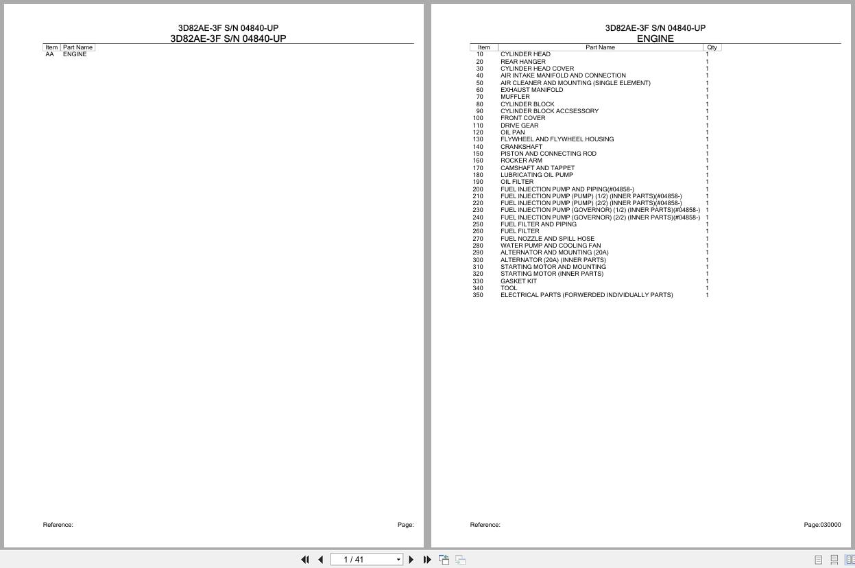 Komatsu Engine 3D82AE 3F 04840 UP Parts Catalog (1)