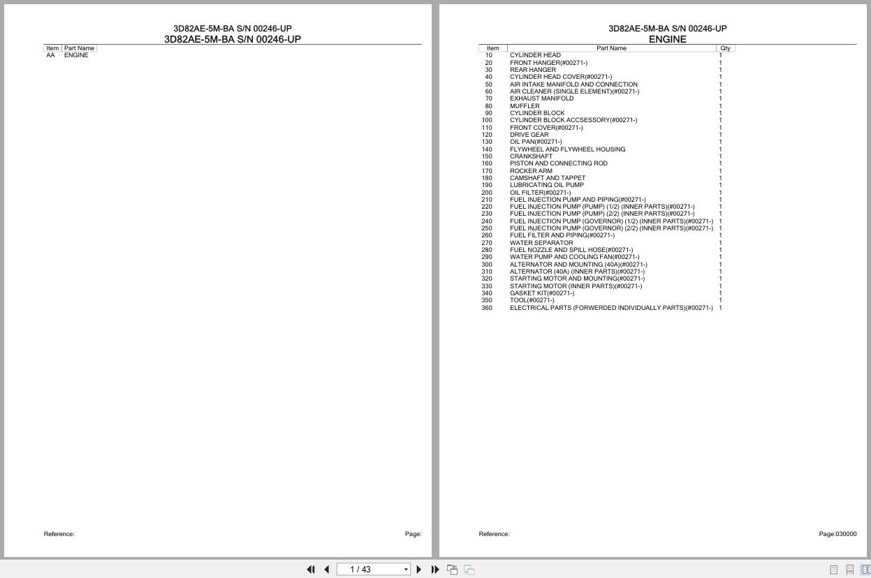 Komatsu Engine 3D82AE 5M BA 00246 UP Parts Catalog (1)