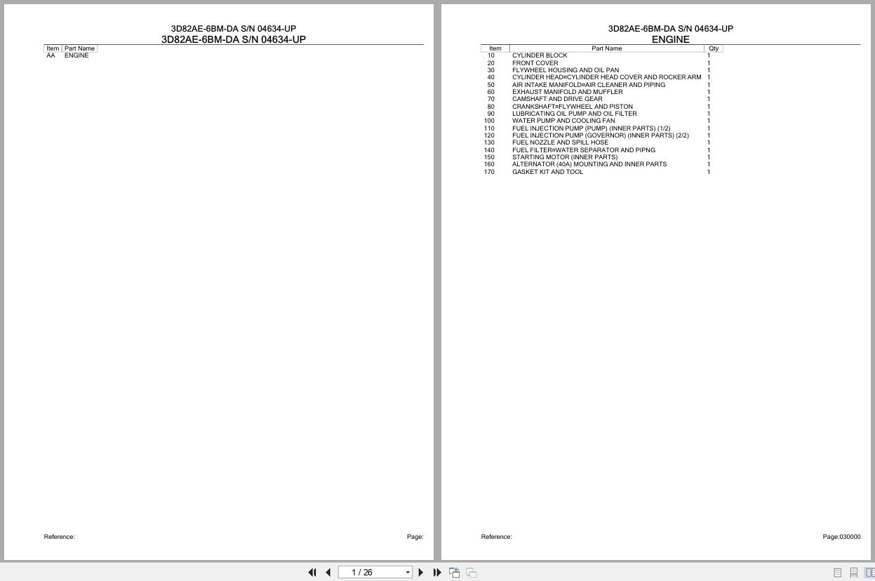Komatsu Engine 3D82AE 6BM DA 04634 UP Parts Catalog (1)