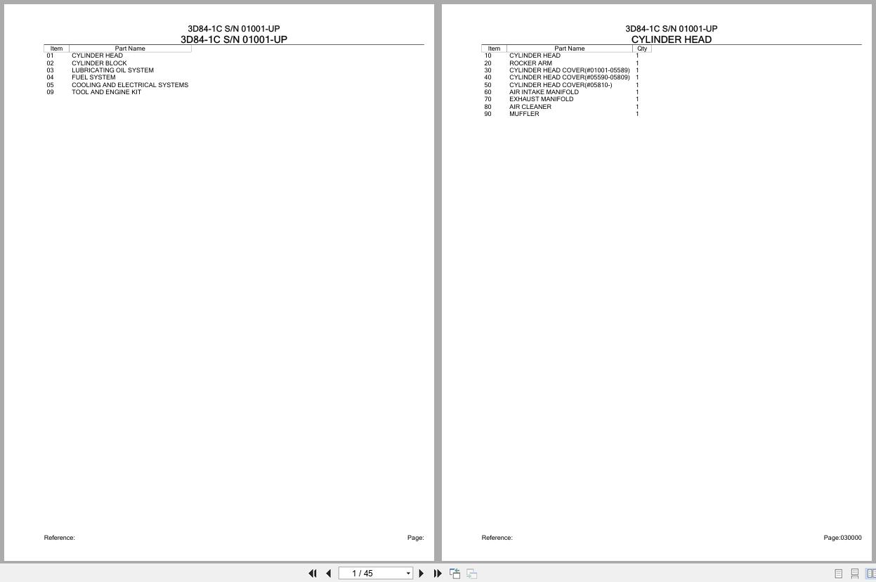 Komatsu Engine 3D84 1C 01001 UP Parts Catalog (1)