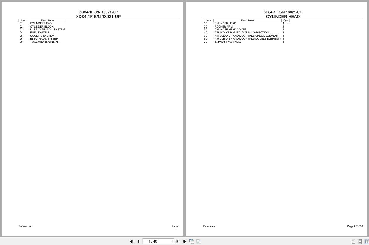 Komatsu Engine 3D84 1F 13021 UP Parts Catalog (1)