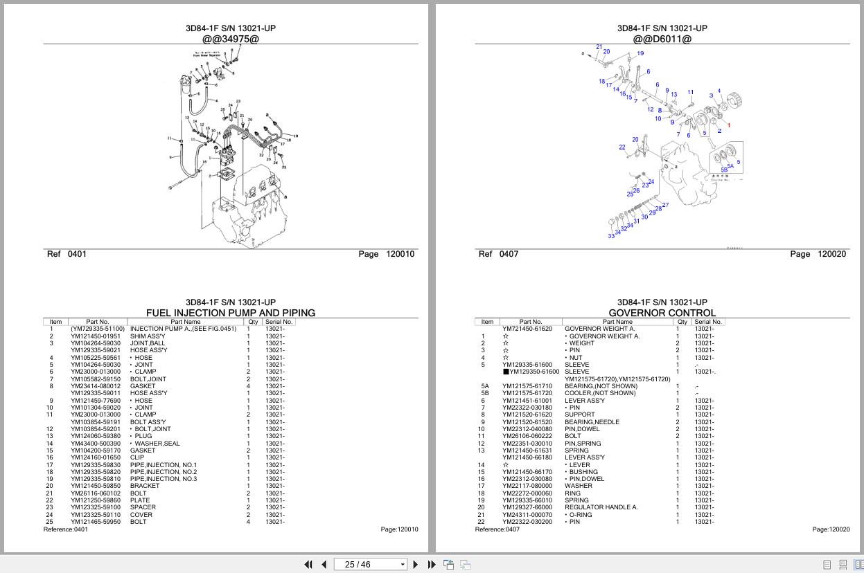 Komatsu Engine 3D84 1F 13021 UP Parts Catalog (2)