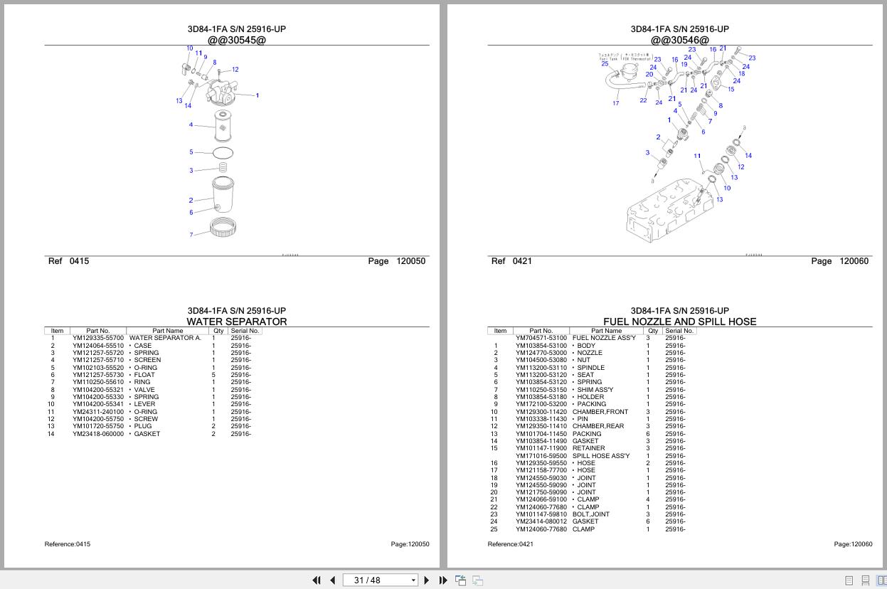Komatsu Engine 3D84 1FA 25916 UP Parts Catalog (2)