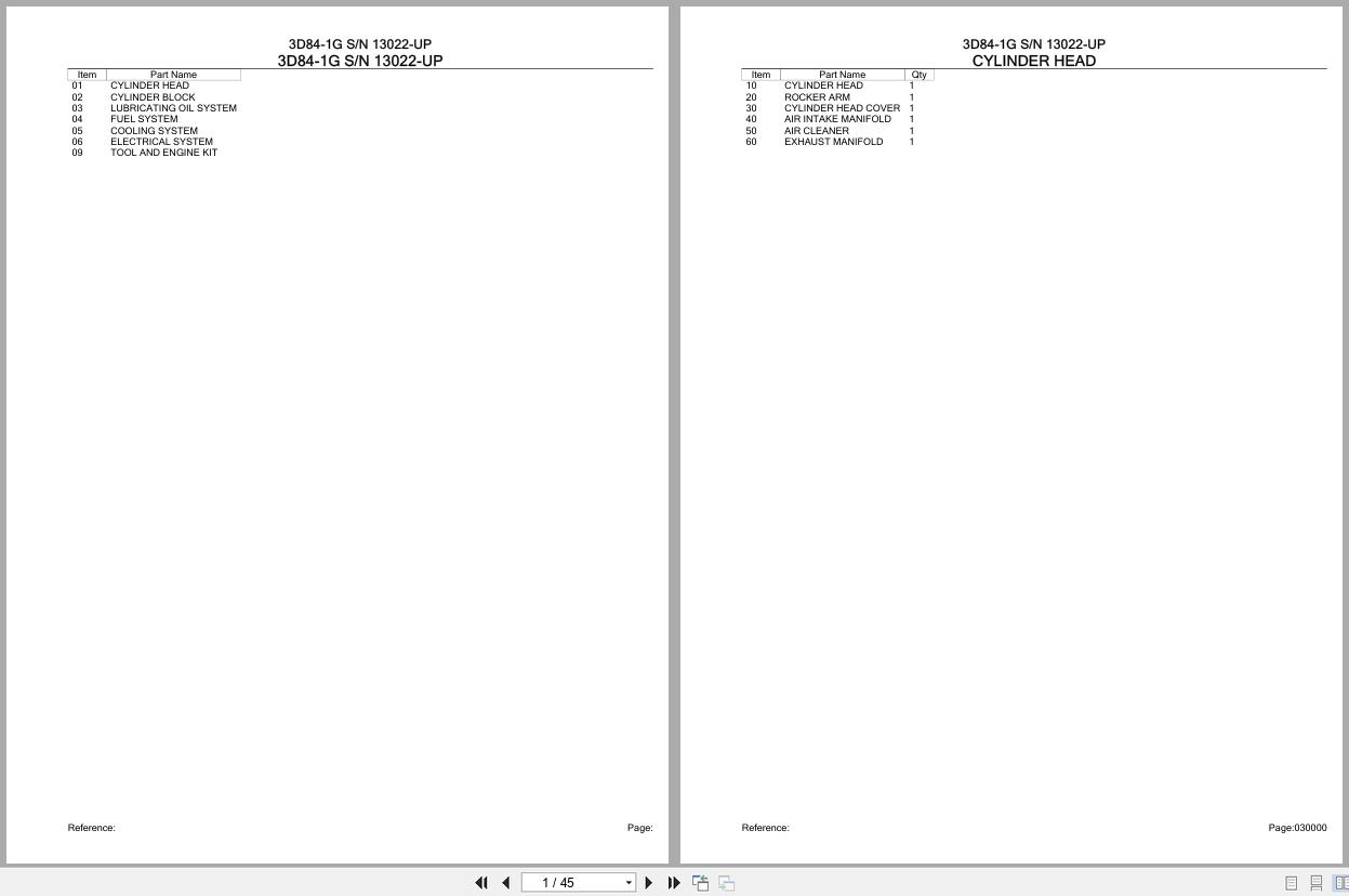 Komatsu Engine 3D84 1G 13022 UP Parts Catalog (1)