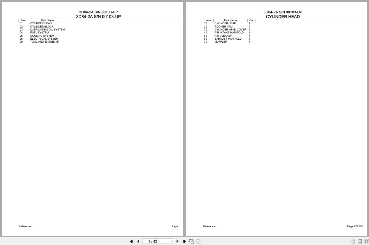 Komatsu Engine 3D84 2A 00103 UP Parts Catalog (1)